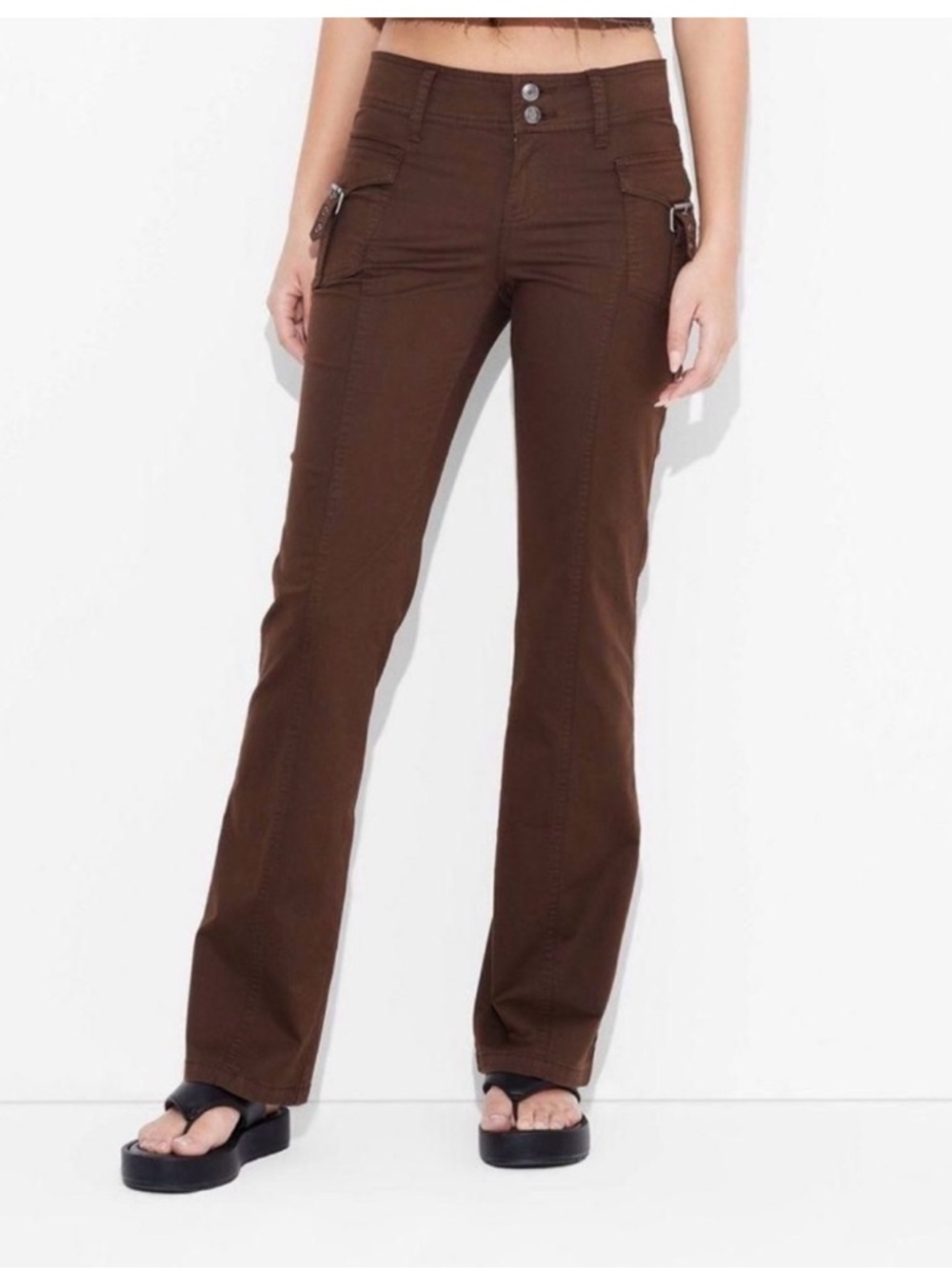 🔘wild fable Chocolate Brown Buckle Cargo Pants
